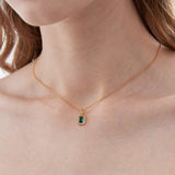 STMG Green Emerald Rectangle Necklace on neck