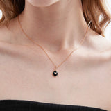 STMG Natural Black Agate with Starburst Necklace on neck