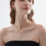 STMG Natural Pearl Opal Necklace on neck