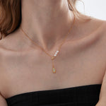 STMG Natural Pearl Opal Necklace on neck