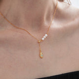 STMG Natural Pearl Opal Necklace on neck