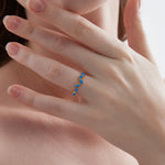 Blue Opal Olive Leaf Ring on hand