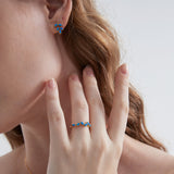 Blue Opal Olive Leaf Ring with earrings