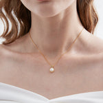 STMG Natural Pearl Necklace on neck