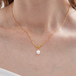 STMG Natural Pearl Knot Necklace on neck