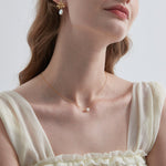 STMG Natural Pearl Necklace on neck