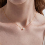 STMG Natural Pearl Necklace on neck