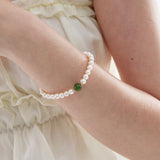 STMG Natural Pearl with Jade Bracelet on hand