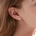 STMG Pearl with Diamond Stud Earrings on ear