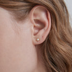 STMG Tiny Pearl Stud Earrings on ear