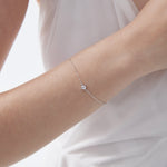 STMG Minimalist CZ Diamond Bracelet in silver on hand