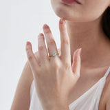 STMG Sky Blue Diamond Adjustable Ring on finger