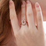 STMG Mother of Pearl Vintage Adjustable Ring in rose gold on finger