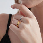 STMG Minimalist Adjustable Ring in 2 colours on finger