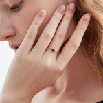 STMG Green Emerald Promise Ring on finger