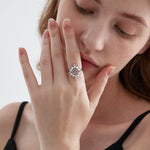 STMG Pearl with Diamond Adjustable Ring on finger