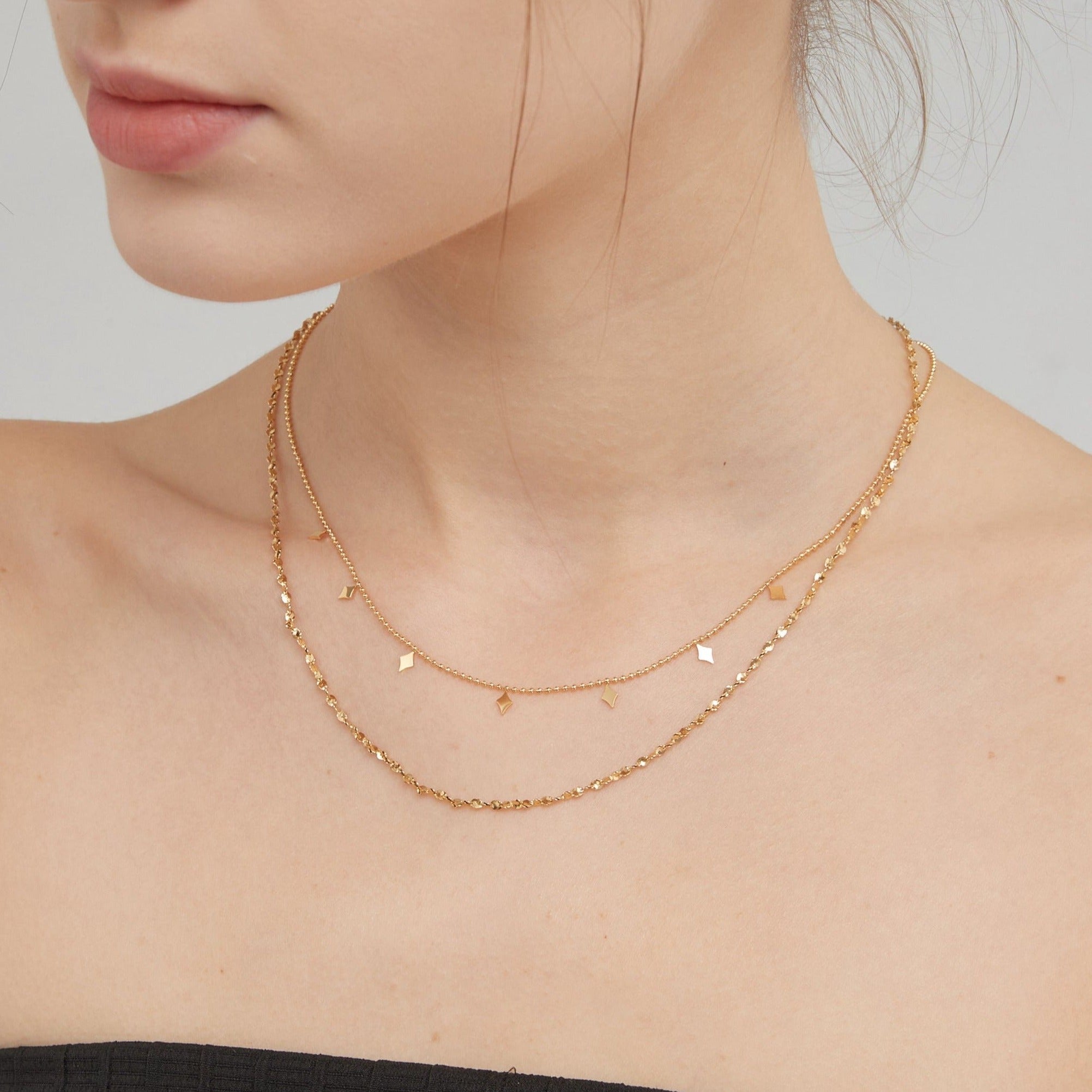 STMG Minimalist Duo Layer Choker Necklace on neck