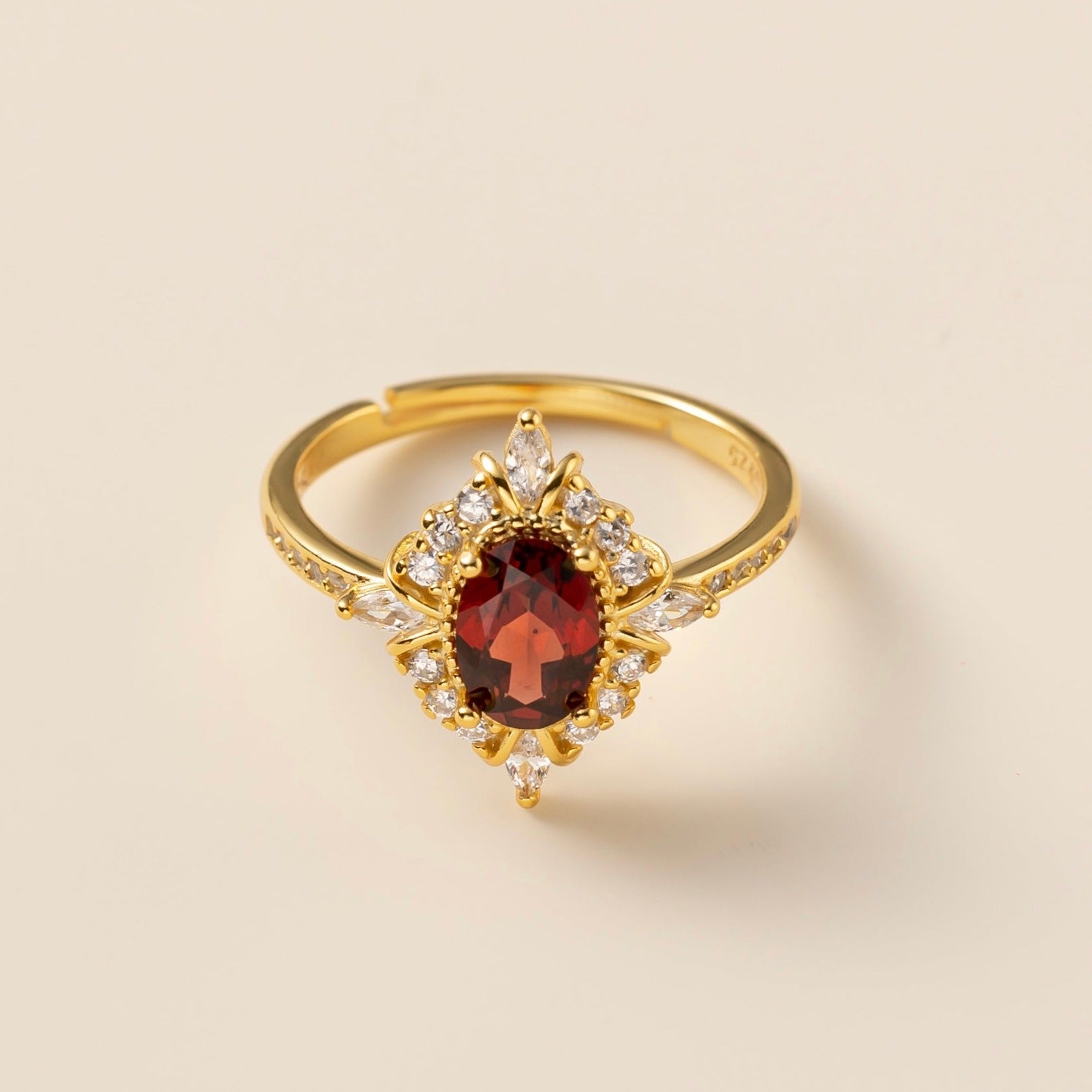 STMG Natural Oval Cut Garnet Ring