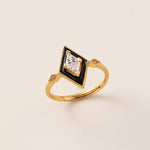 Black Rhombus Adjustable Ring