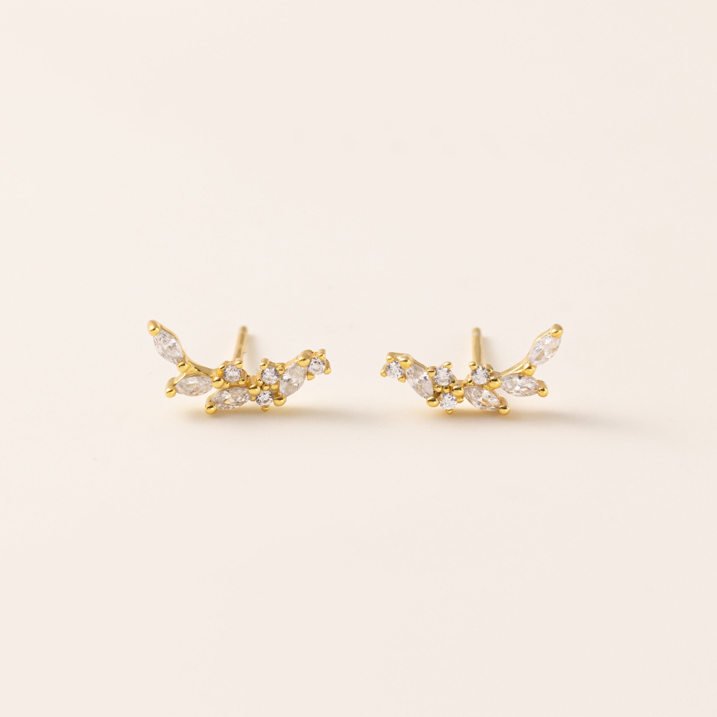 STMG Olive Leaf Stud Earrings in gold