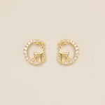 Crescent Moon Reindeer Stud Earrings