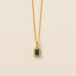 STMG Green Emerald Rectangle Necklace