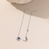 STMG Moon and Star Threader Earrings in silver