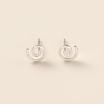 STMG Spiral Circular Stud Earrings in silver