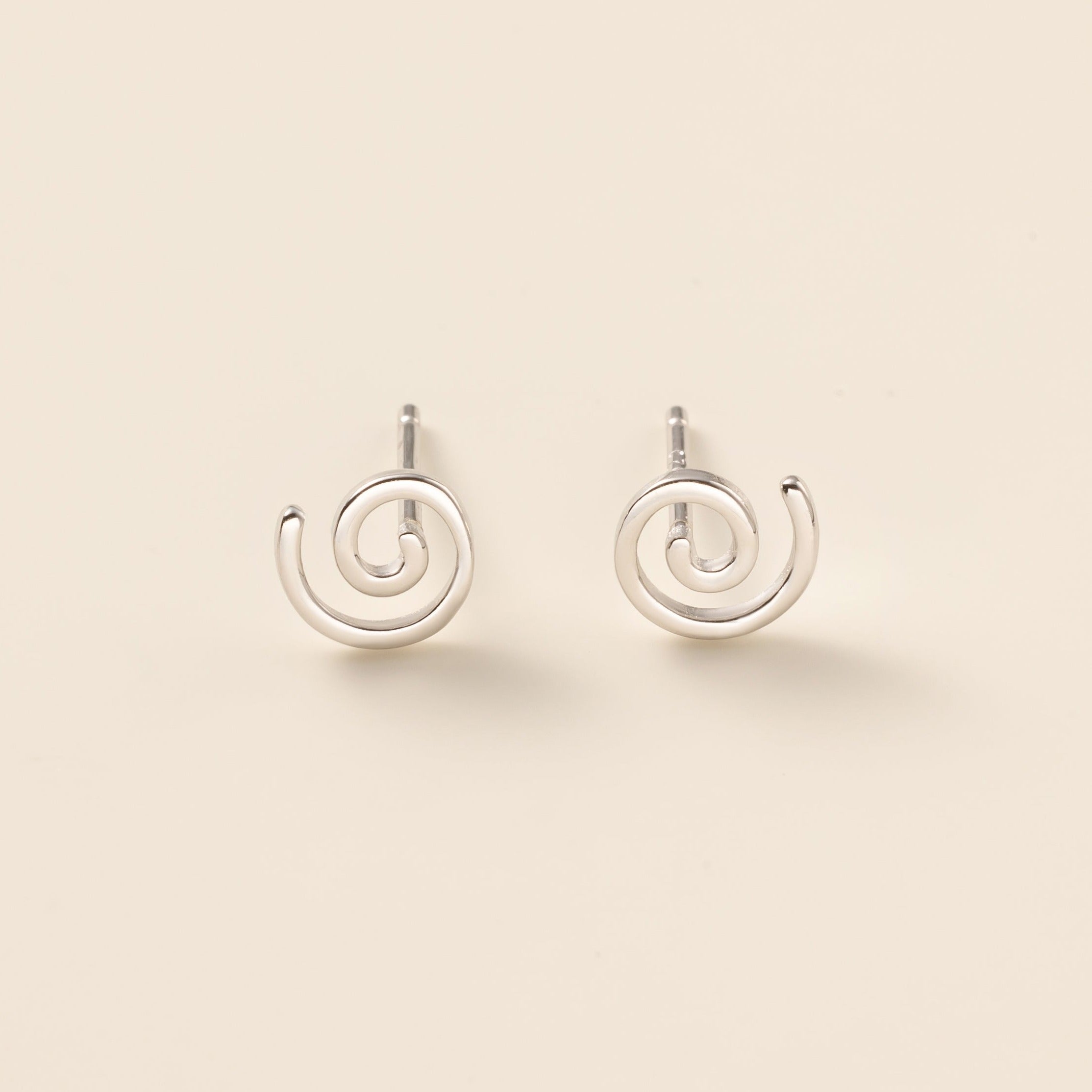 STMG Spiral Circular Stud Earrings in silver