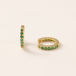 STMG Green Emerald Hoops in gold