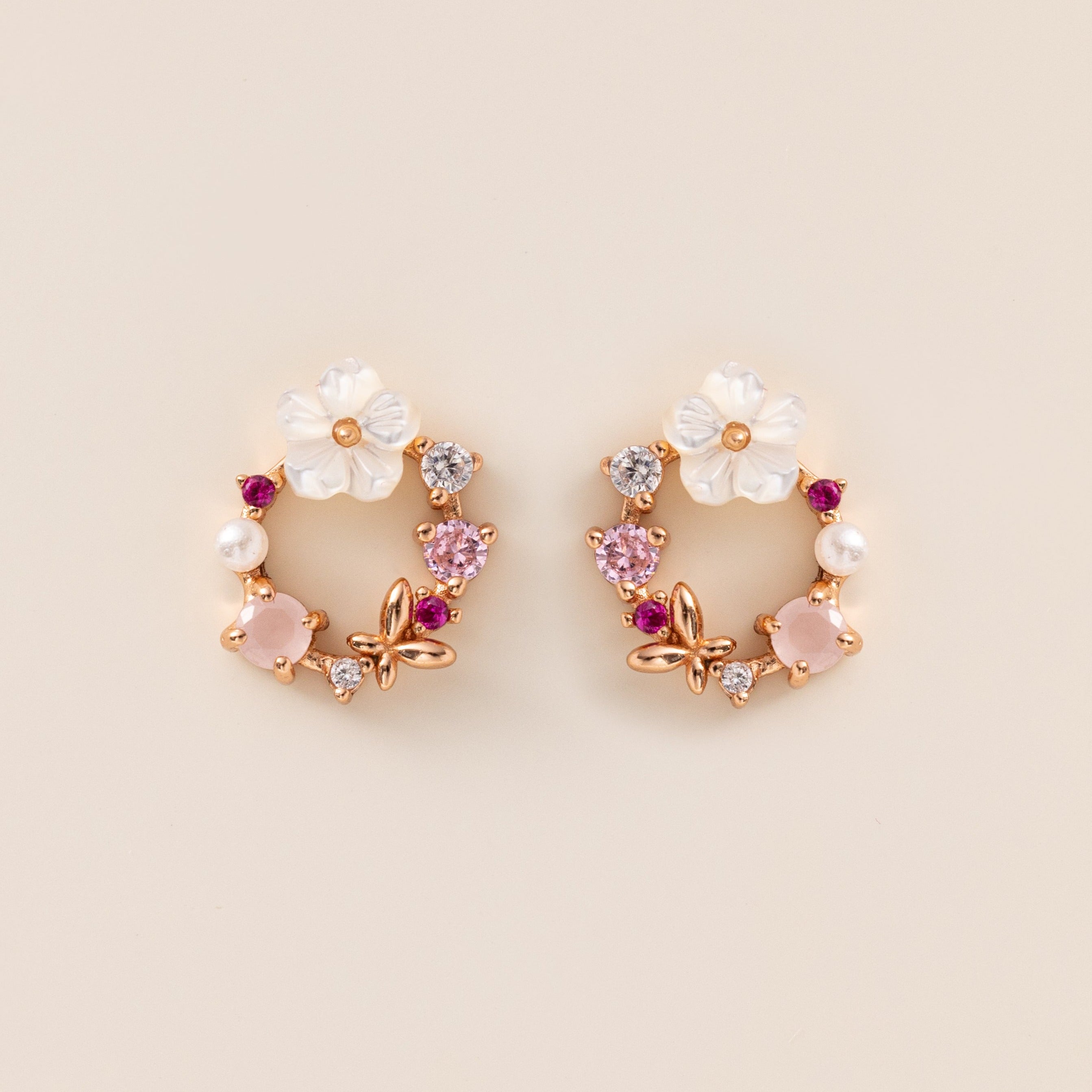 Flower Wreath Stud Earrings 