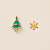 STMG Snowflake and Christmas Tree Stud Earrings in gold