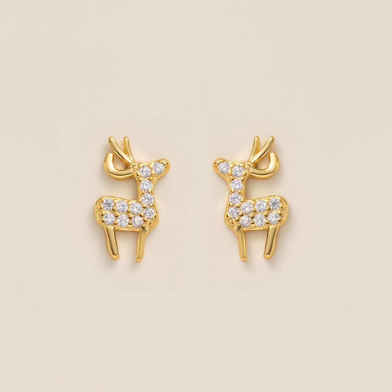 Christmas Reindeer Stud Earrings in gold