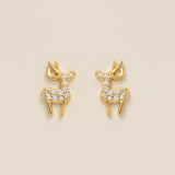 Christmas Reindeer Stud Earrings in gold