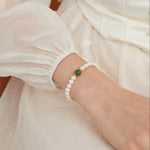 STMG Natural Pearl with Jade Bracelet on hand