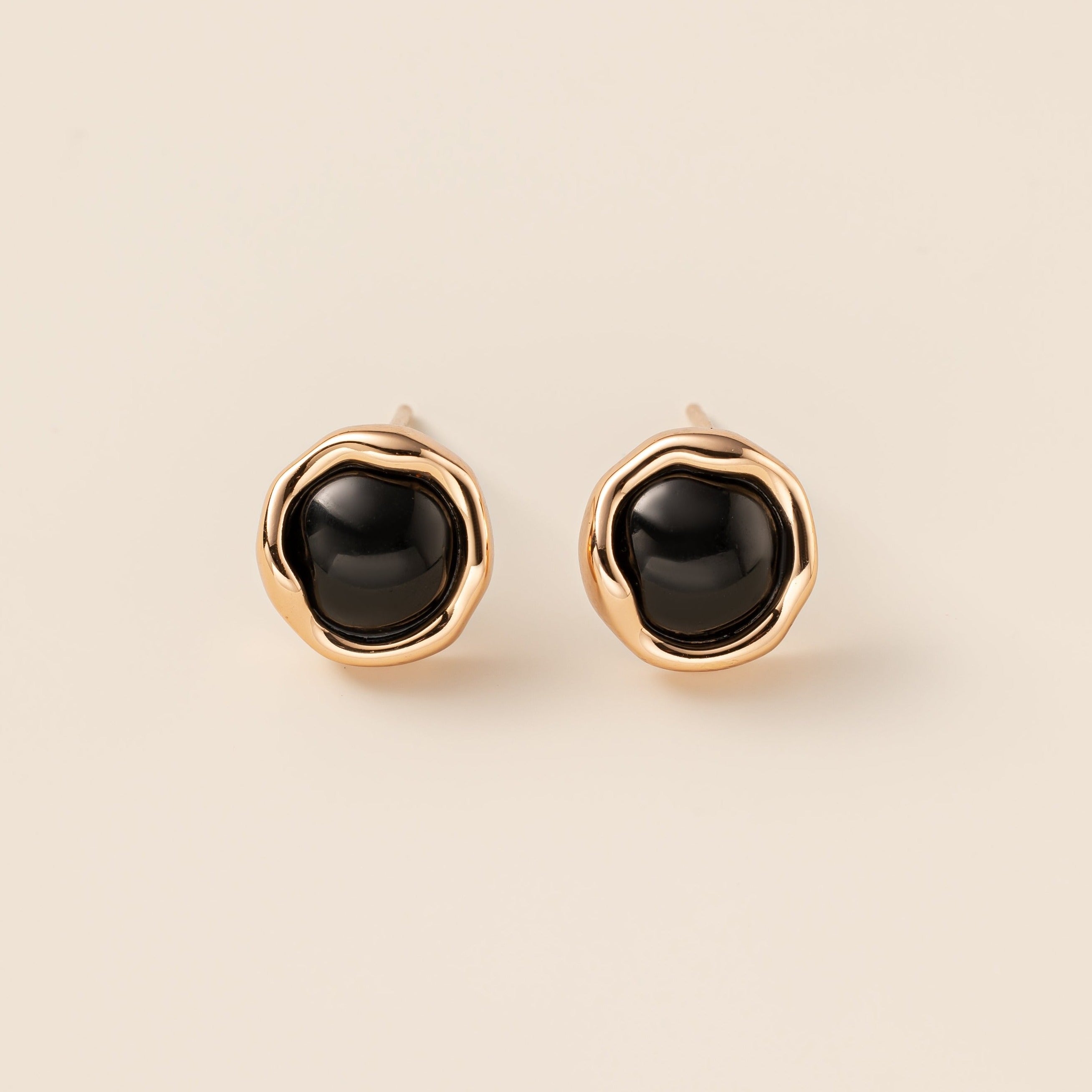 STMG Natural Black Agate Stud Earrings