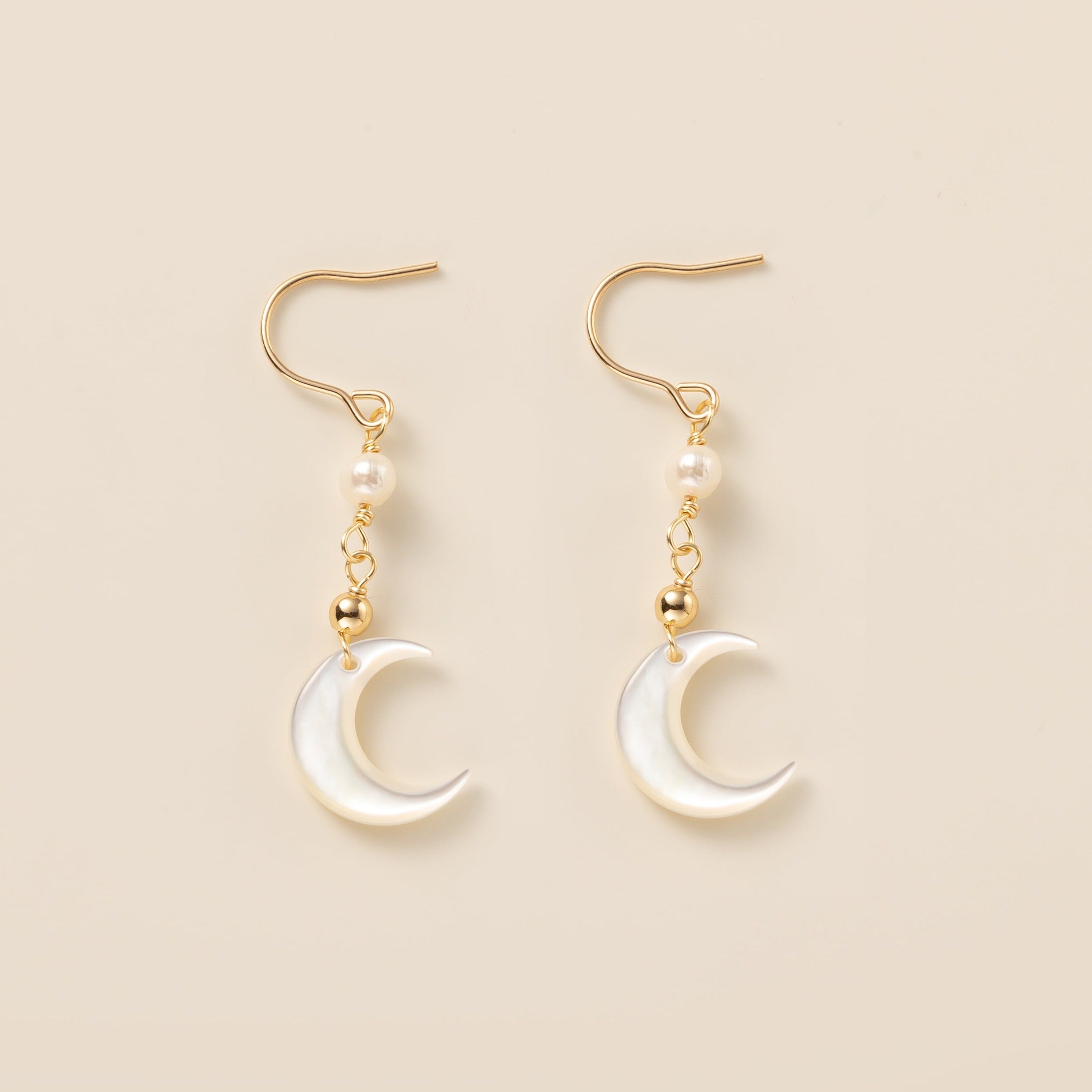 STMG Moon with Pearl Dangle Earrings