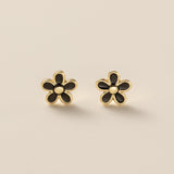 STMG Tiny Black Flower Stud Earrings