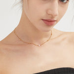 STMG Natural Pearl Necklace on neck