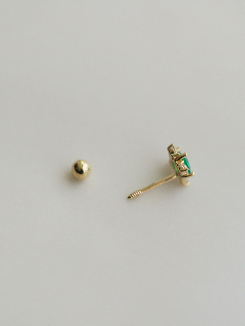 STMG Green Emerald Stud Earrings in gold