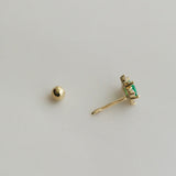 STMG Green Emerald Stud Earrings in gold