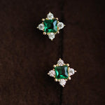 STMG Green Emerald Stud Earrings in gold