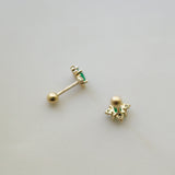 STMG Green Emerald Stud Earrings in gold