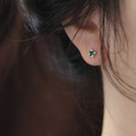 STMG Green Emerald Stud Earrings in gold