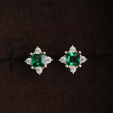 STMG Green Emerald Stud Earrings in gold