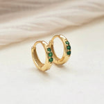 STMG Green Emerald Hoop Earrings in gold