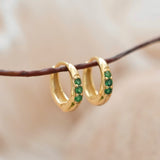 STMG Green Emerald Hoop Earrings in gold