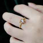 STMG Moonstone Adjustable Ring on finger